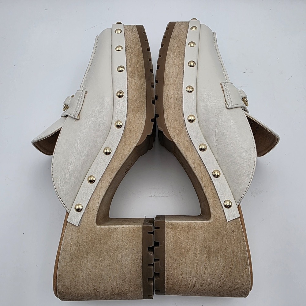 Madden Girl Clogs 9.5 Y2K Suzanne Platform  Mule Heels Ivory Bit Bridle Studded - Picture 7 of 13